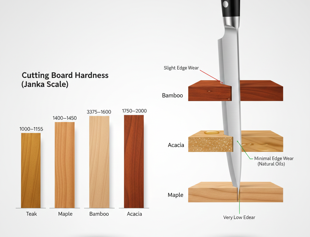 bamboo cutting board hardness comaprison
